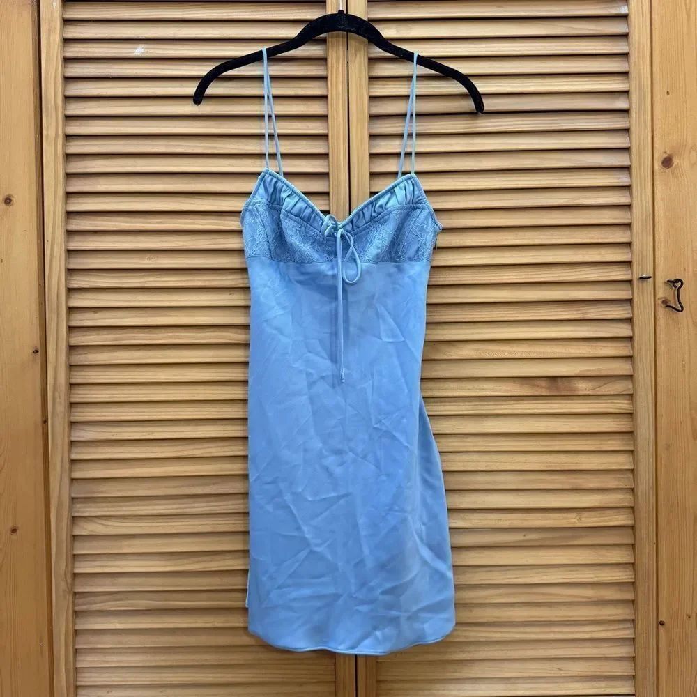 Urban Outfitters Light Blue Lace Chemise